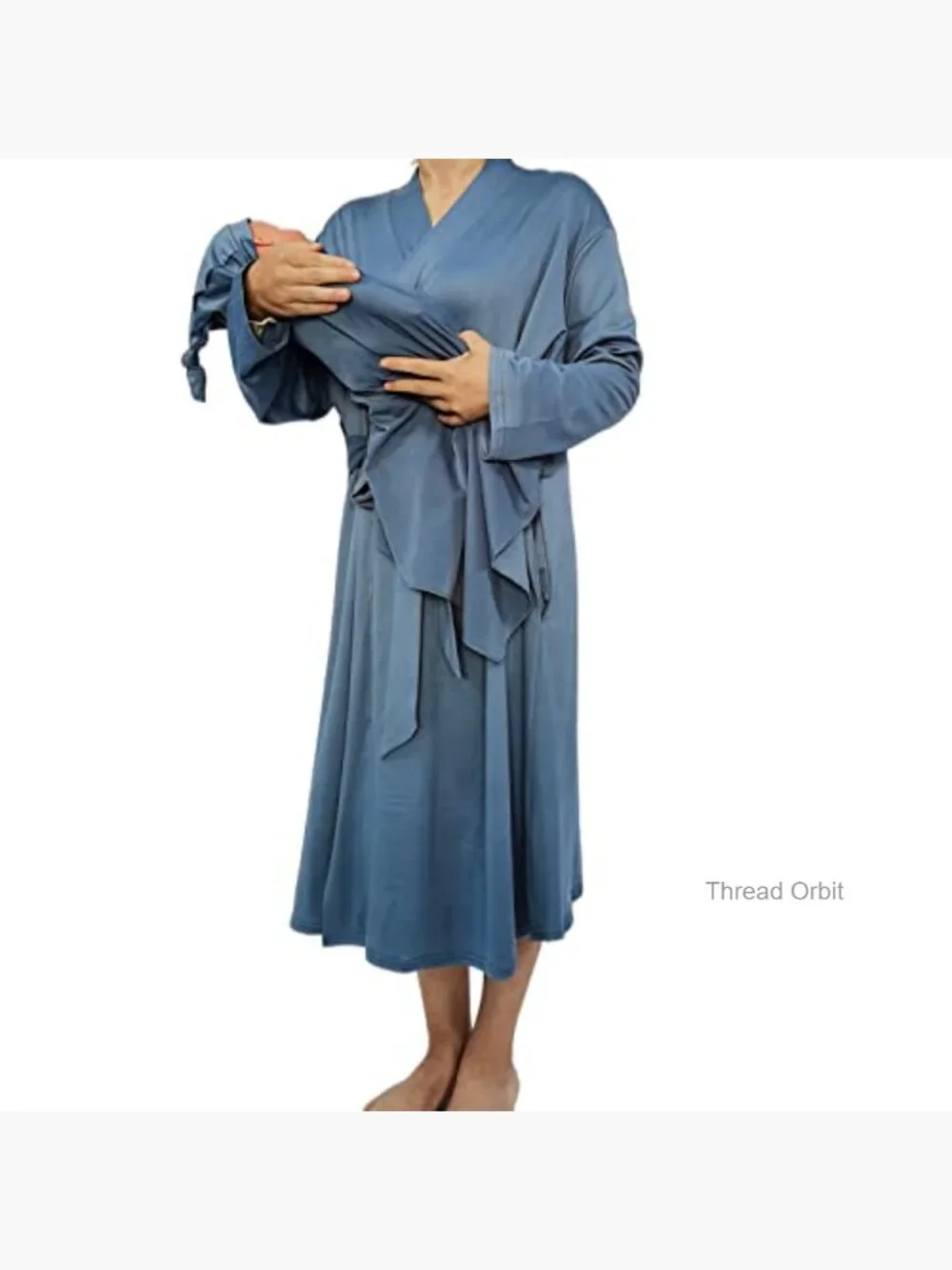 Maternity Robe with Matching Swaddle Blanket Set, Nursing Sleepwear, Soft Milk